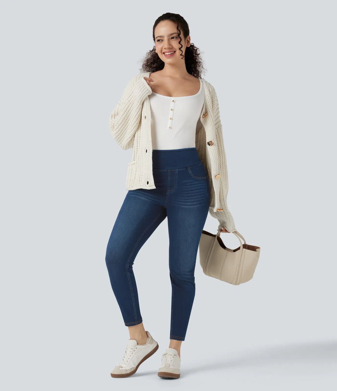 Halara Flex High-waisted Butt-lifting Tummy Control Skinny Denim Casual 7/8 Leggings with Pockets