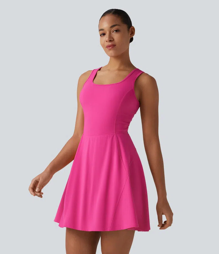 SoftlyZero Airy 2-in-1 InstantCool Mini Dance Active Dress with Pockets-Easy Peezy Edition-Longer Length
