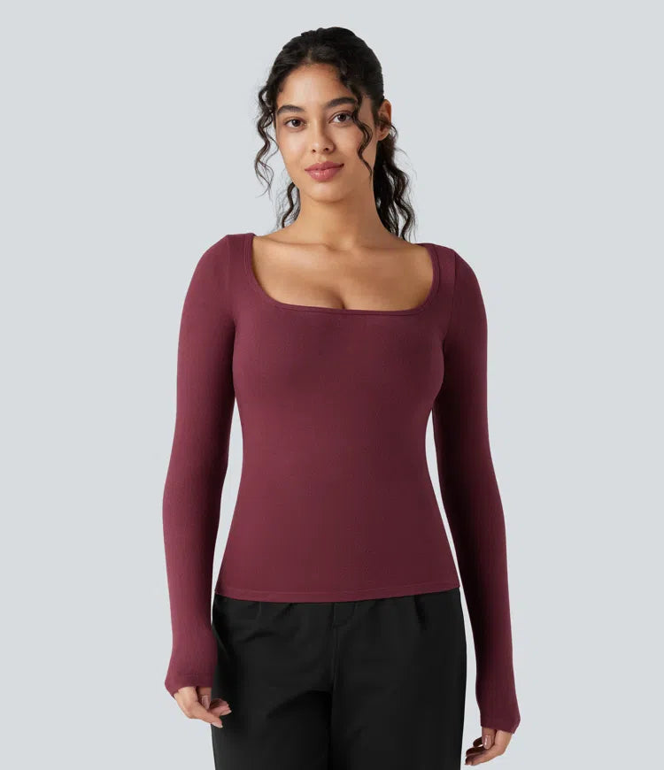 Halara HeatCore Scoop Neck Long Sleeve Work Warming T-Shirt