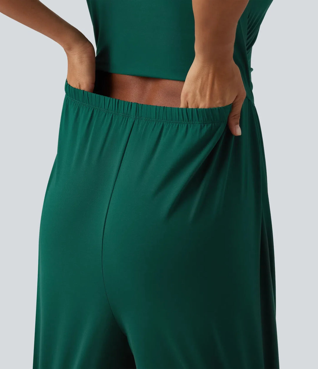 Square Neck Short Sleeve Wide Leg Casual Jumpsuit with Pockets - Easy Peezy Edition
