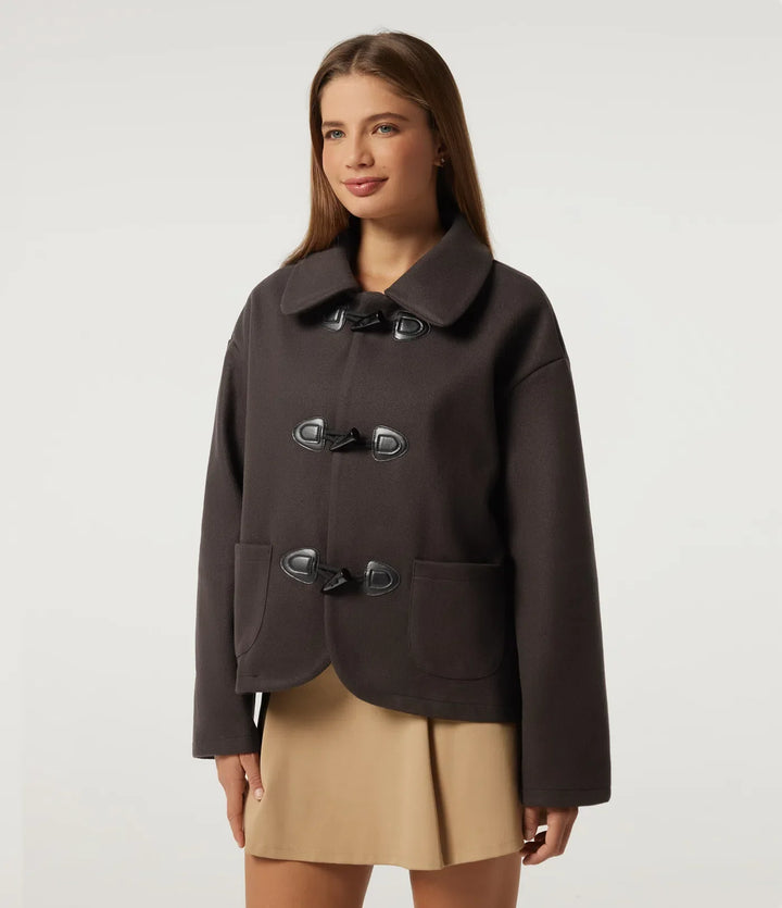 Collared Long Sleeve Casual Coat with Pockets