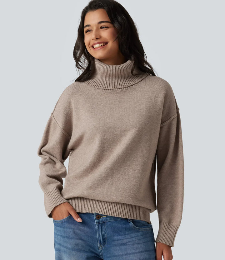 High Neck Long Sleeve Casual Jumper