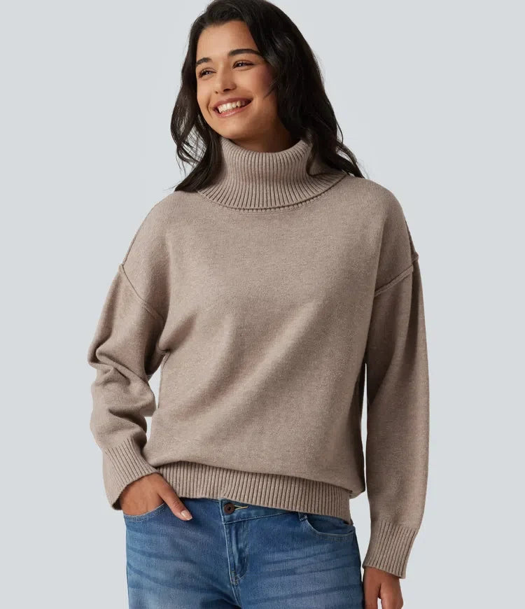 High Neck Long Sleeve Casual Jumper
