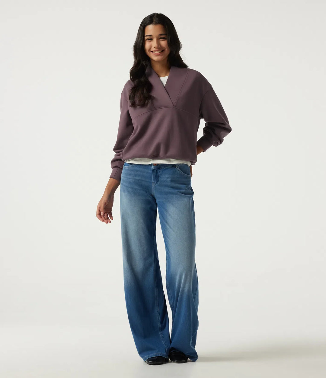 Wrap Shawl Collar Long Sleeve Casual Sweatshirt