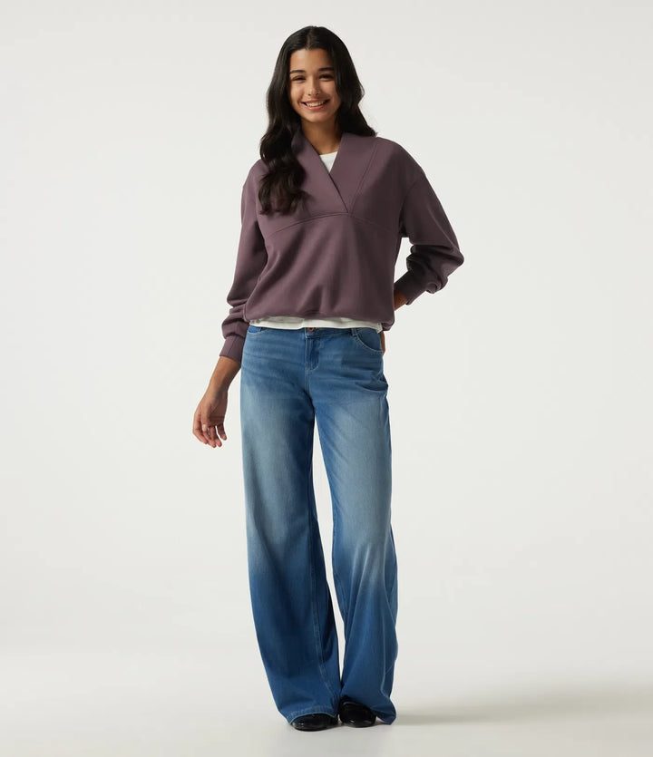 Wrap Shawl Collar Long Sleeve Casual Sweatshirt