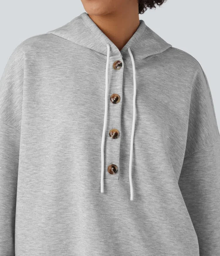Hooded Drawstring Long Sleeve Casual Sweatshirt with Pockets