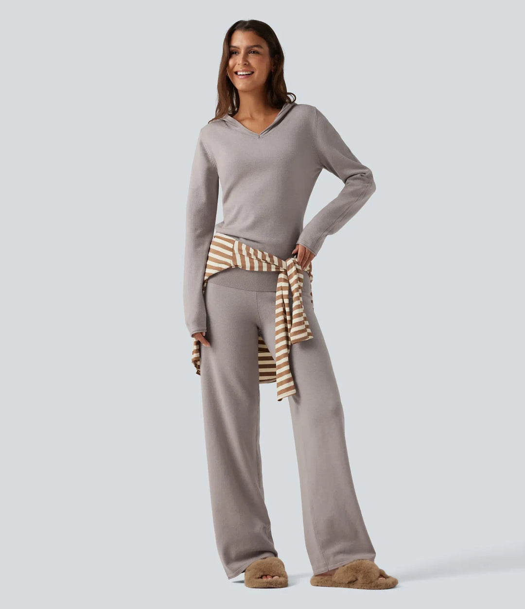 Hooded Long Sleeve Rolled Hem Lounge Jumper