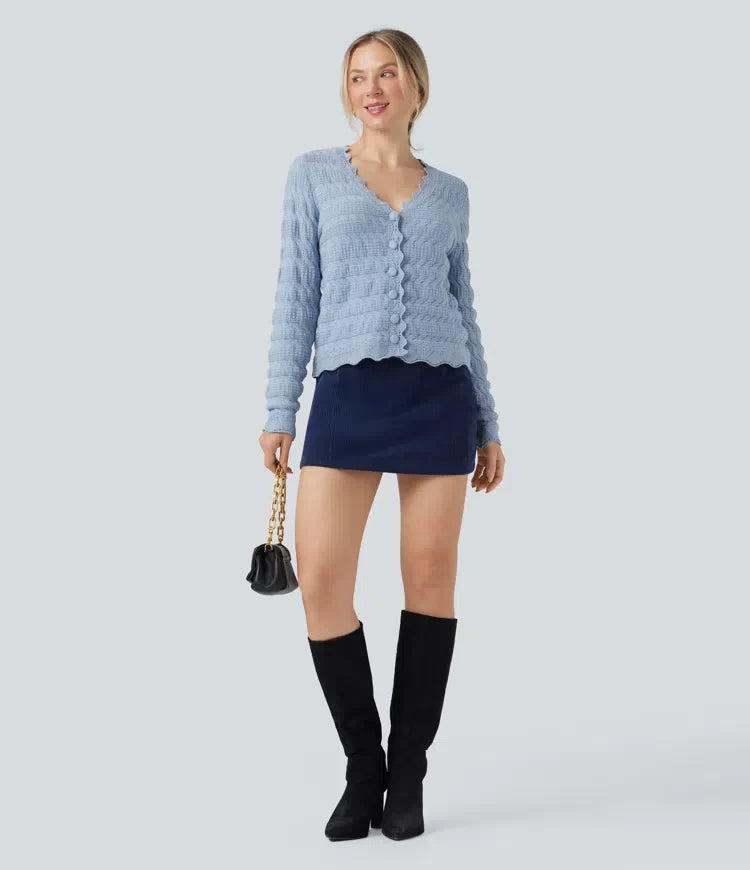 V Neck Long Sleeve Jumper Knit Casual Cardigan