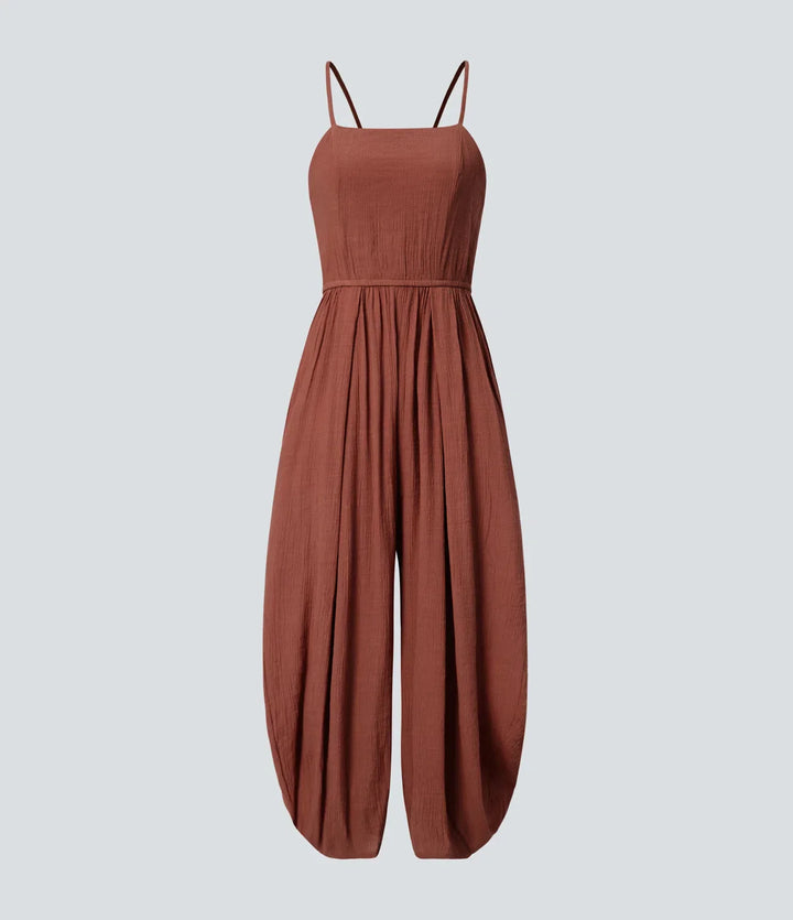 Spaghetti Strap Lace Up Pocket Jumpsuit