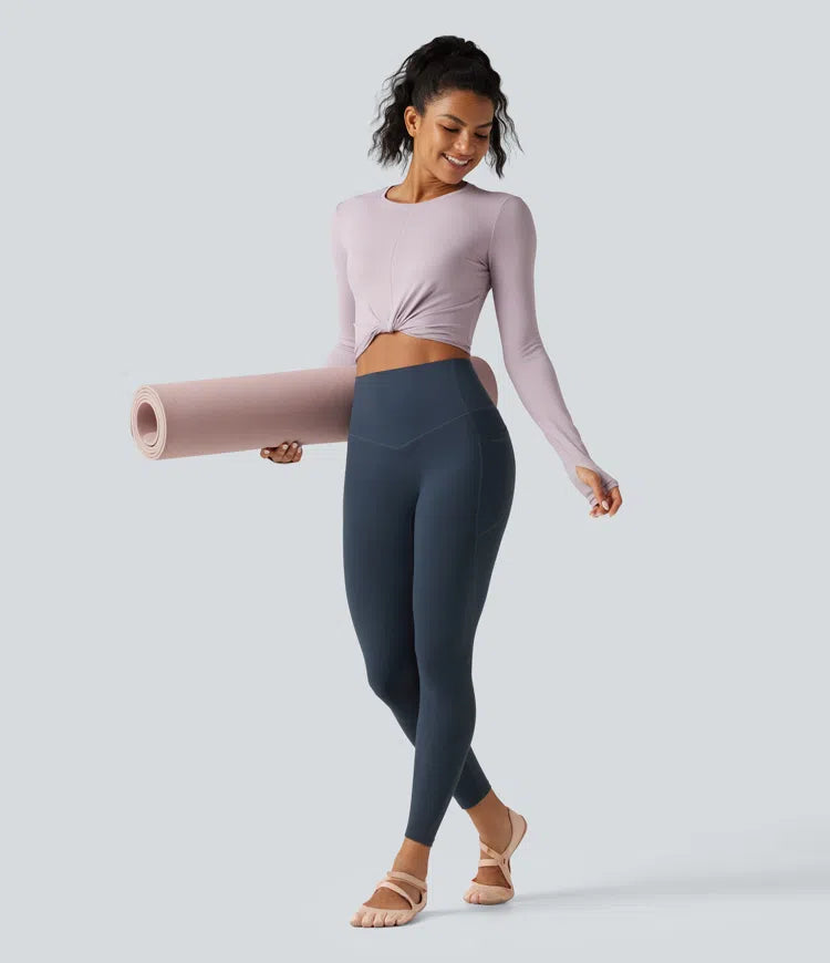 Halara UltraSculpt Curvy High Waisted Tummy Control Shaping Yoga Leggings with Pockets