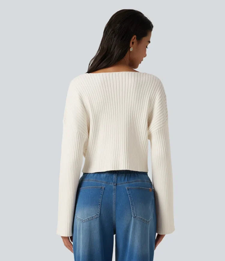 V-Neck Long Sleeve Casual Jumper