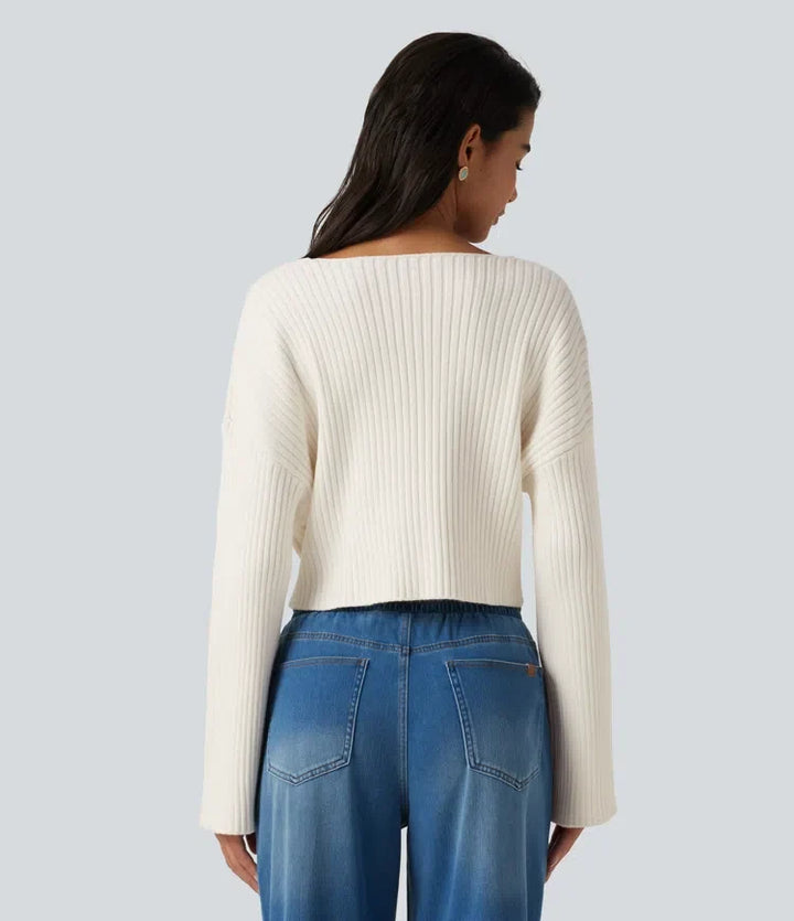 V-Neck Long Sleeve Casual Jumper