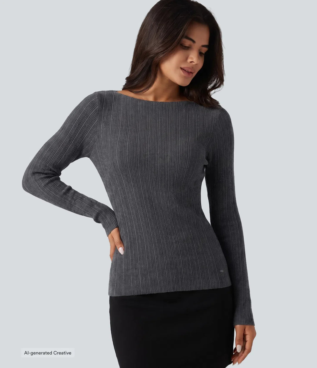 Boat Neck Long Sleeve Casual Jumper