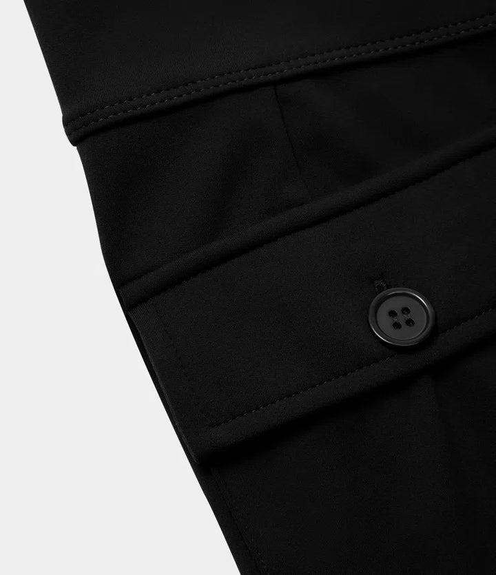 High Waisted Side Flap Pocket Flare Casual Cargo Trousers