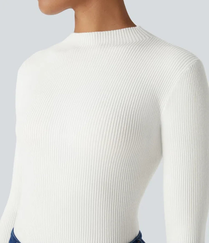 Ribbed Knit Round Neck Long Sleeve Casual Jumper