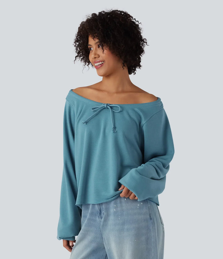 Off Shoulder Long Sleeve Casual Sweatshirt