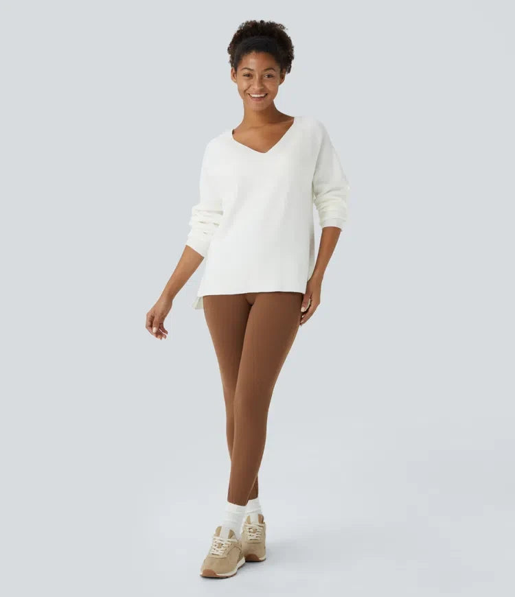 V Neck Long Sleeve Casual Jumper
