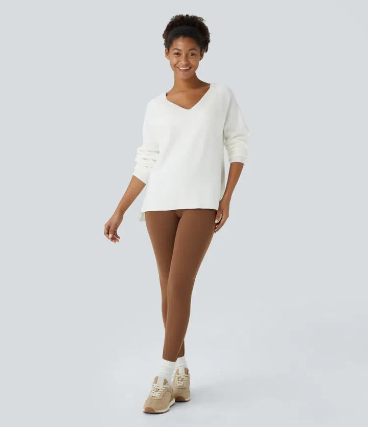 V Neck Long Sleeve Casual Jumper