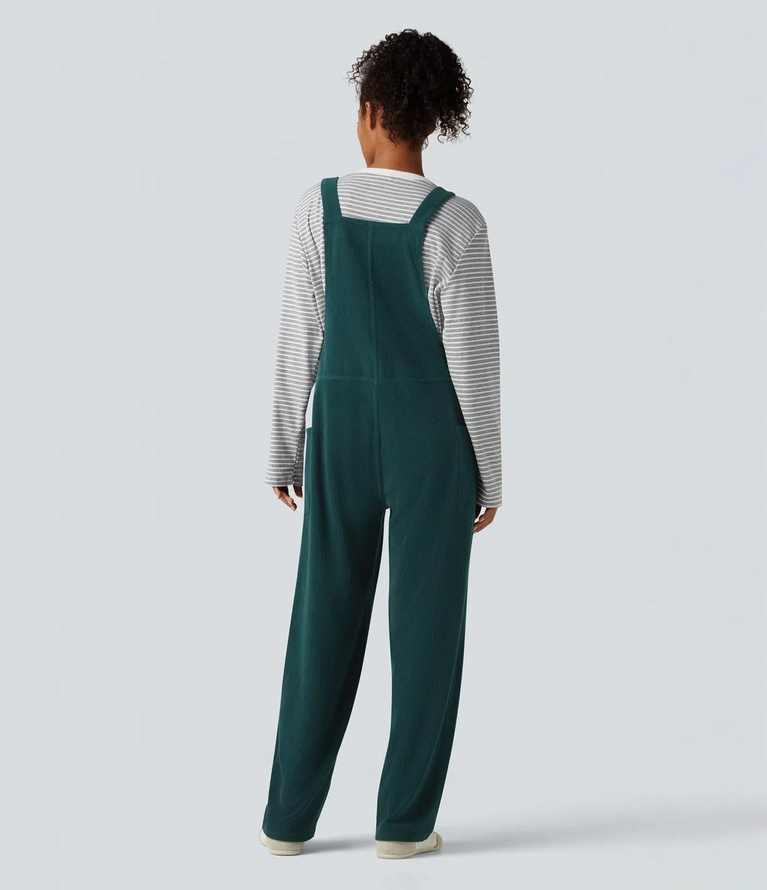 V Neck Corduroy Casual Overalls with Pockets