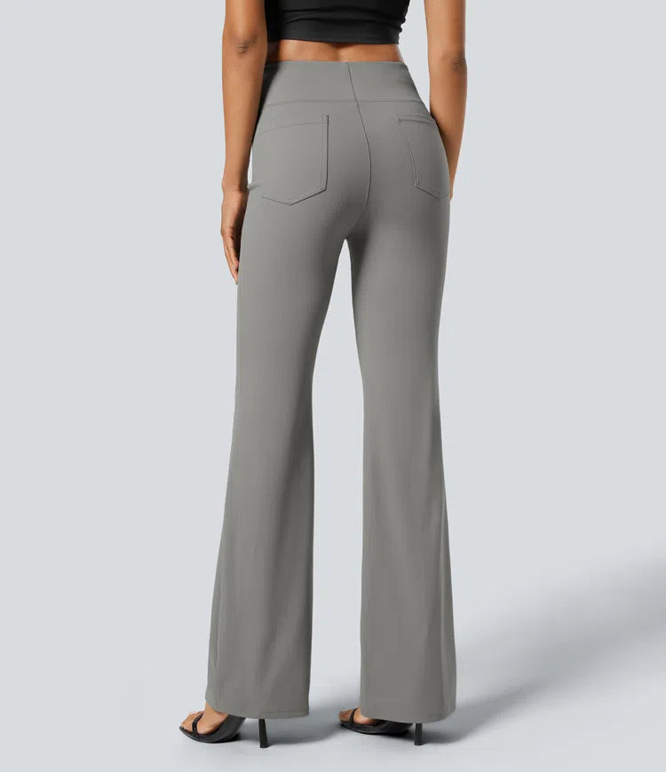 Halara Flex High Waisted Back Side Pocket Slight Flare Work Trousers