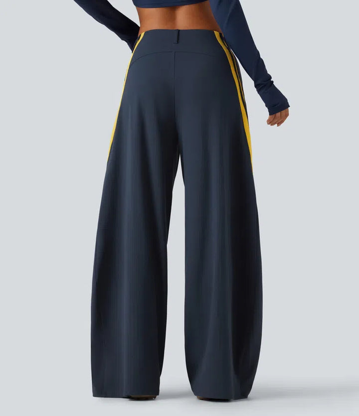 High Waisted colourBlock Side Stripe Barrel Dance Trousers with Pockets