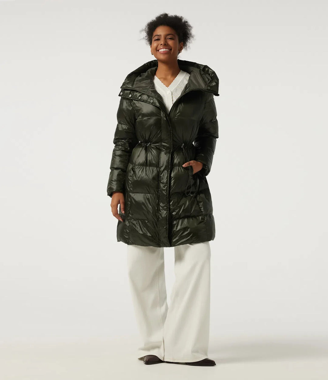 Hooded Long Sleeve Quilted Puffer Work Padded Jacket with Pockets
