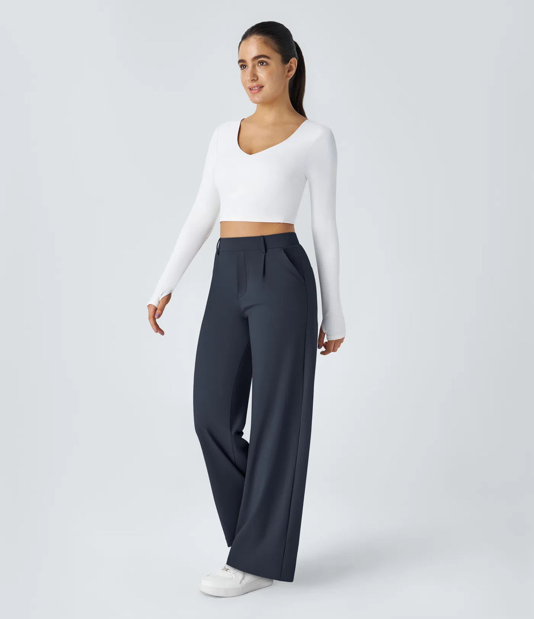 Halara Flex DayStretch High Waisted Pocket Straight Leg Work Trousers