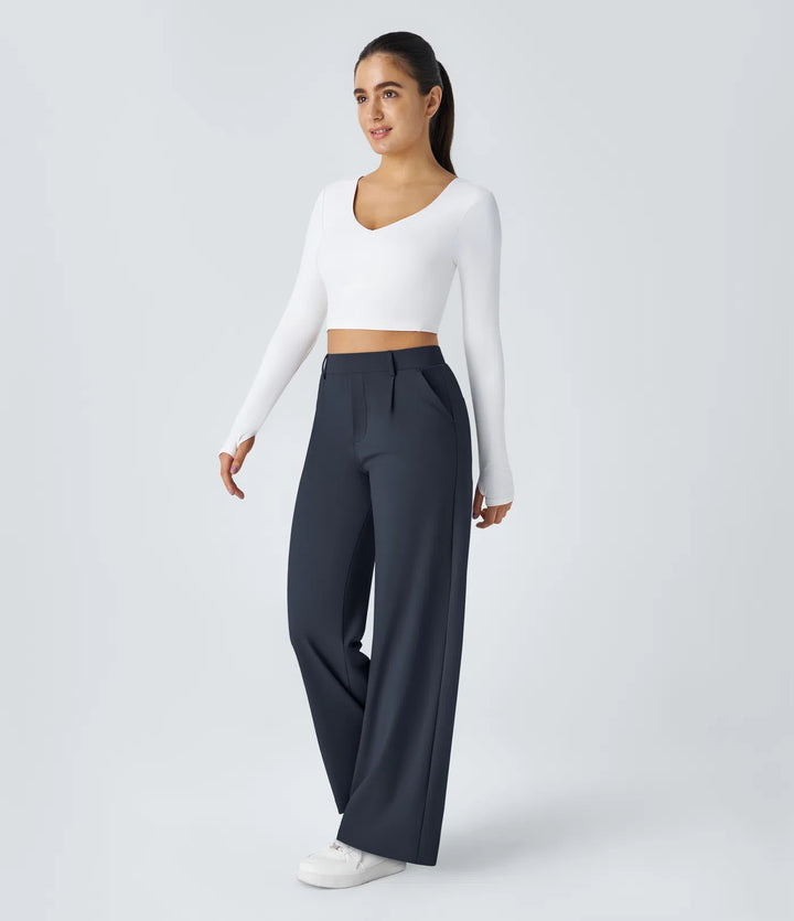 Halara Flex DayStretch High Waisted Pocket Straight Leg Work Trousers