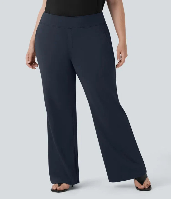 Plus Size Halara Flex DayStretch High Waisted Work Flare Trousers with Side Zip Pockets