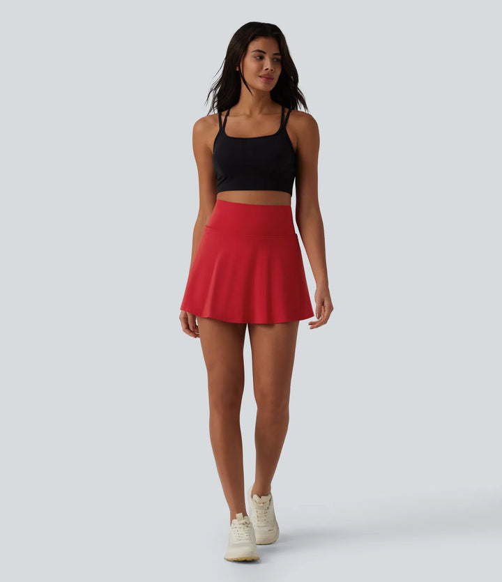 SoftlyZero Airy High Waisted Tummy Control 2-in-1 InstantCool Mini Tennis Skirt with Pockets