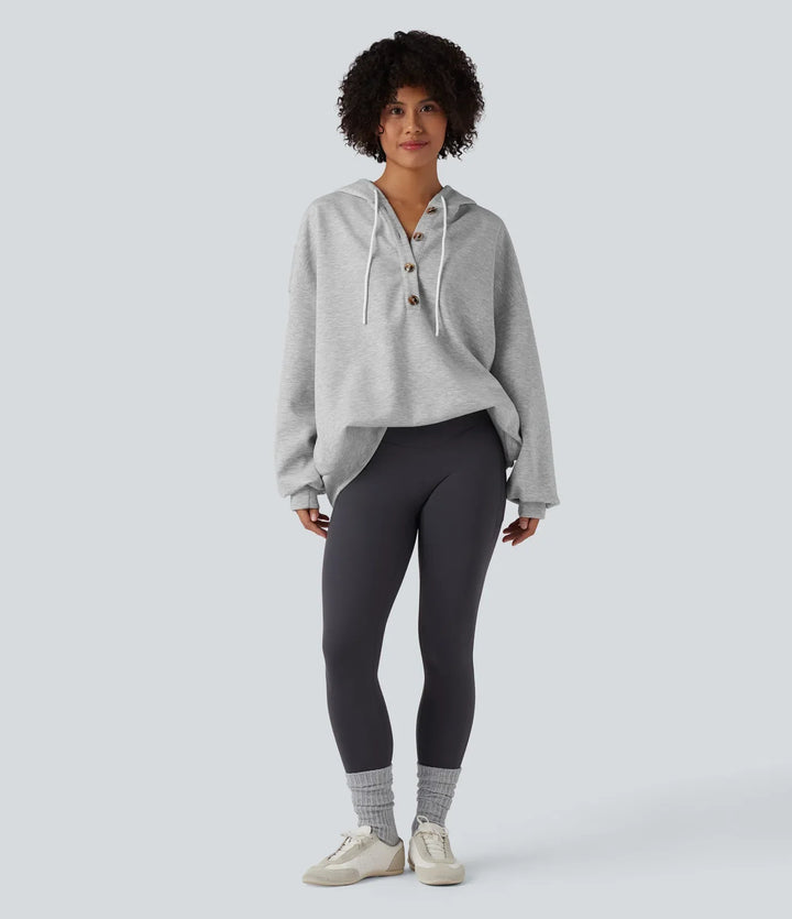 Hooded Drawstring Long Sleeve Casual Sweatshirt with Pockets