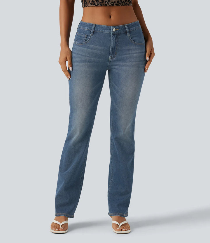 Halara Flex Low Rise Washed Bootcut Casual Jeans with Pockets