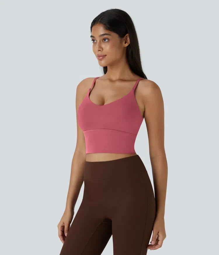 SoftlyZero Low Support V Neck Yoga Sports Bra-A-D Cups