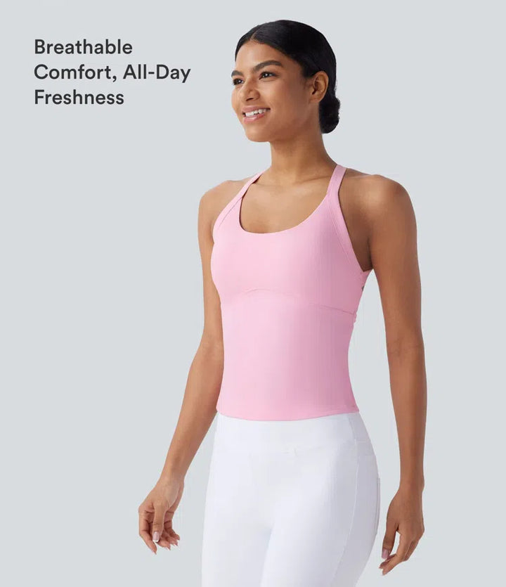 SoftlyZero Plush Cut Out Yoga Tank Vest Top A-D Cups