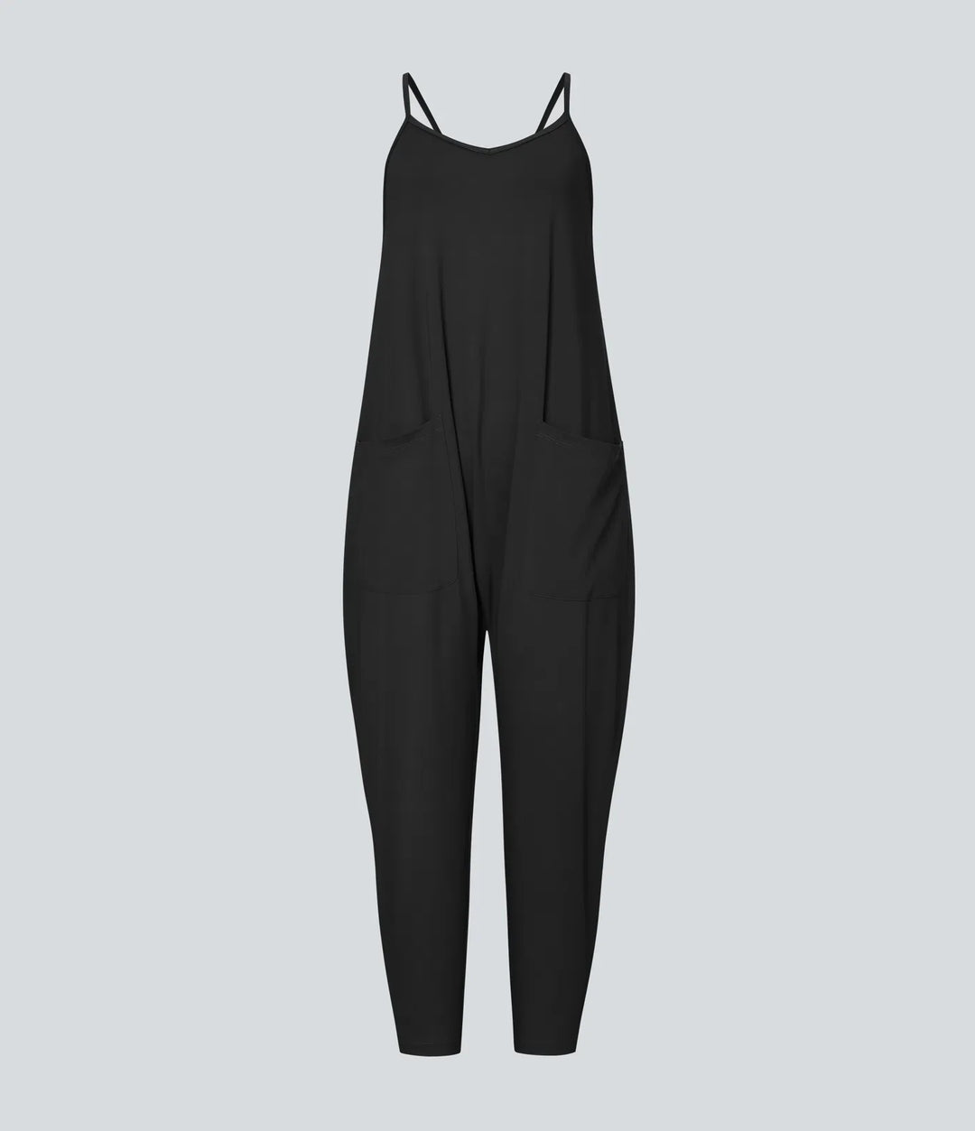 Pockets Ankle Length Casual Loose Tapered Jumpsuit