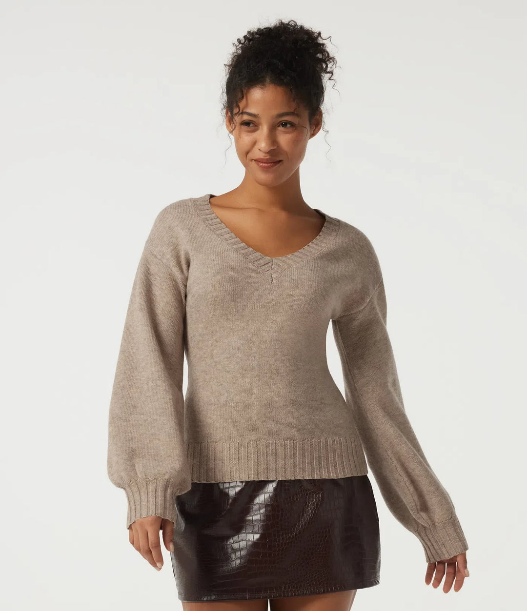 V Neck Long Sleeve Casual Jumper