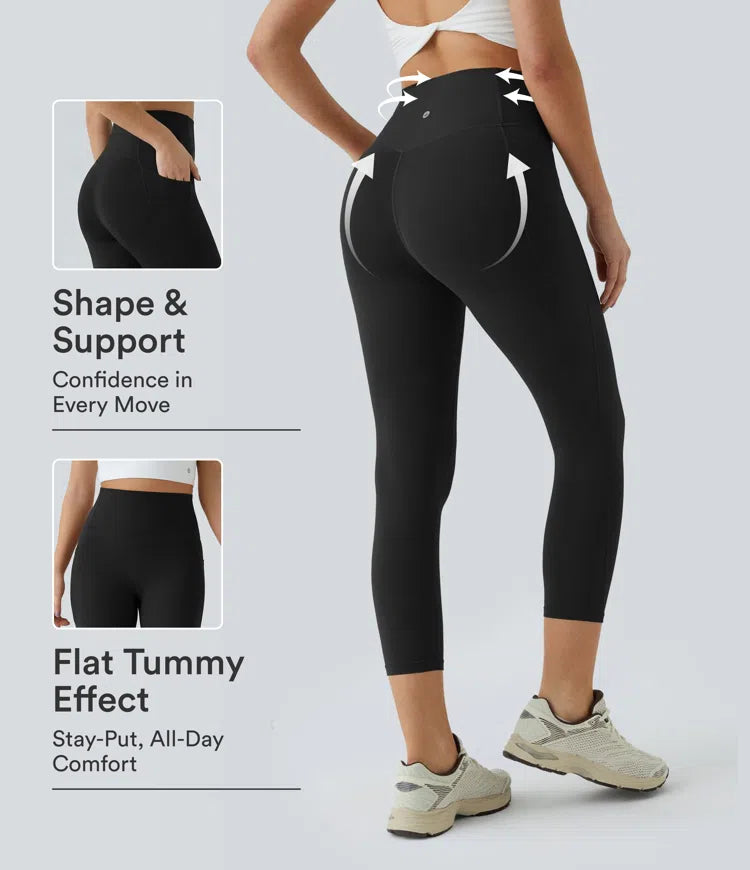 Halara UltraSculpt High Waisted Tummy Control Pocket Shaping Training Capri Leggings