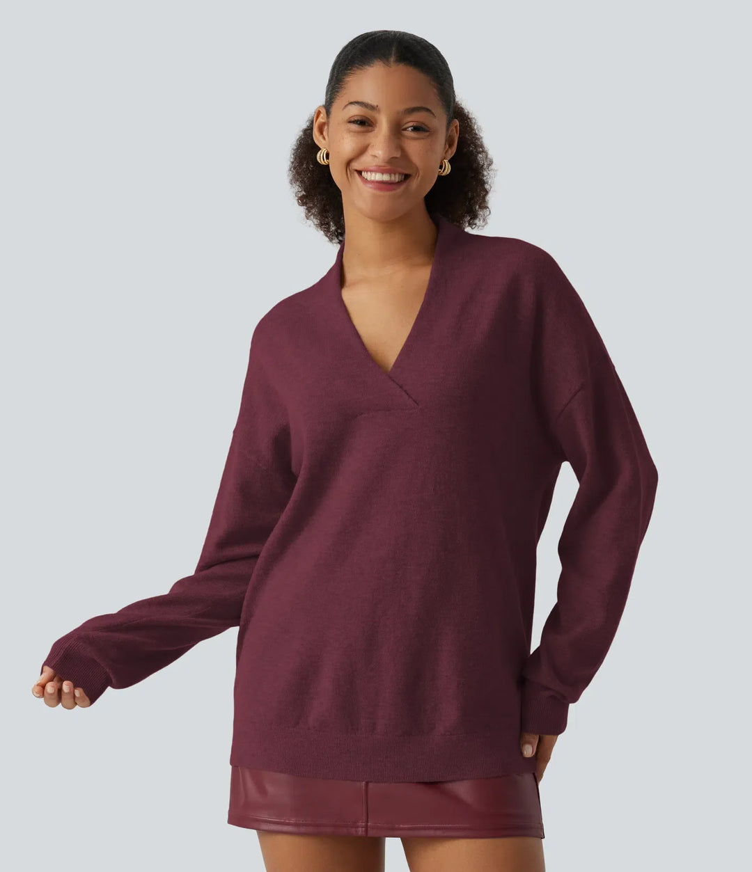 V Neck Long Sleeve Work Jumper
