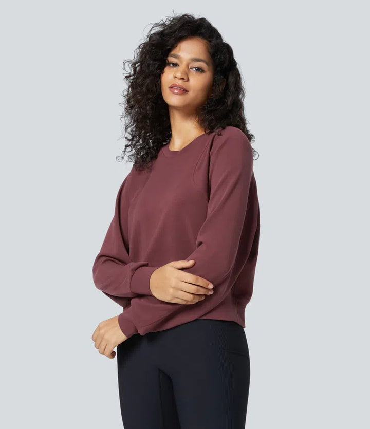SpacerTek Round Neck Raglan Sleeve Solid Casual Sweatshirt