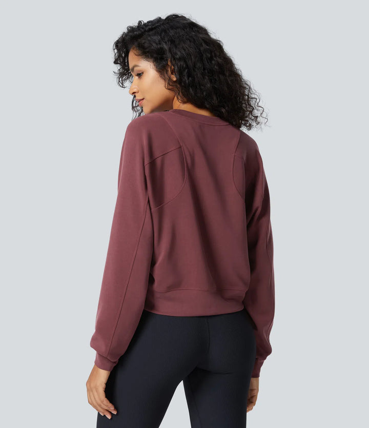 SpacerTek Round Neck Raglan Sleeve Solid Casual Sweatshirt
