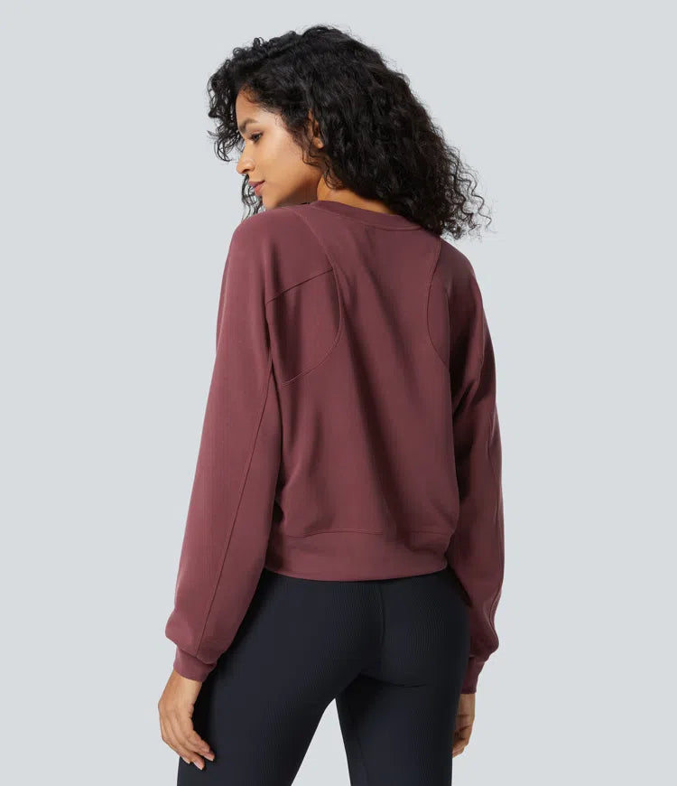 SpacerTek Round Neck Raglan Sleeve Solid Casual Sweatshirt