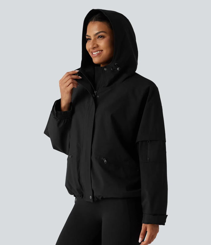 Hooded Drawstring Long Sleeve Casual Jacket with Pockets