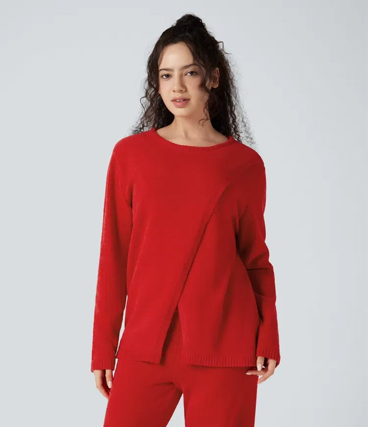 Round Neck Long Sleeve Jumper Knit Lounge Top