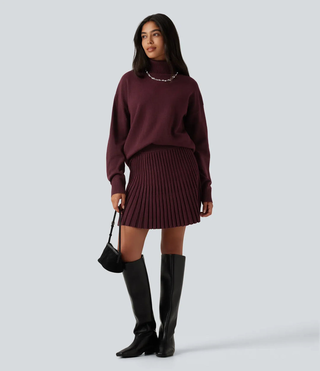 High Neck Long Sleeve Casual Jumper