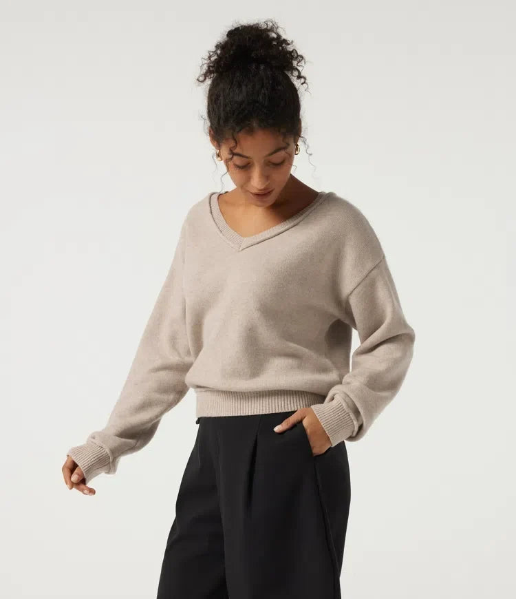 V Neck Long Sleeve Casual Jumper