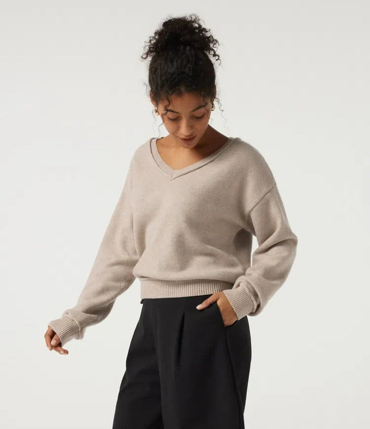 V Neck Long Sleeve Casual Jumper