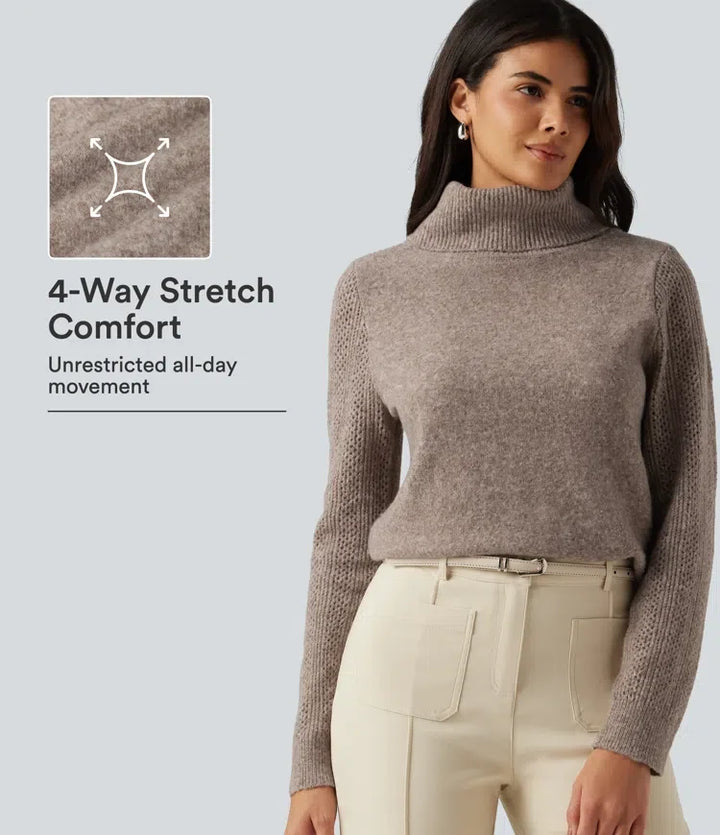 High Neck Long Sleeve Slim Work Jumper