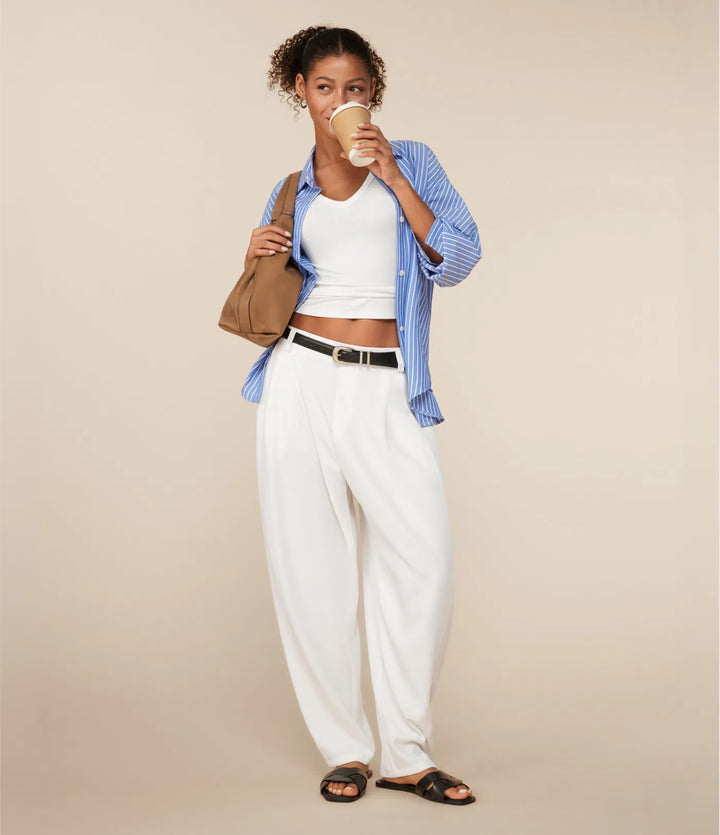 Mid Rise Pocket Barrel Leg Work Trousers