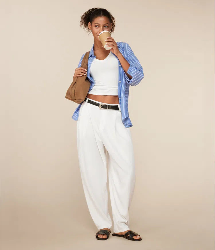 Mid Rise Pocket Barrel Leg Work Trousers