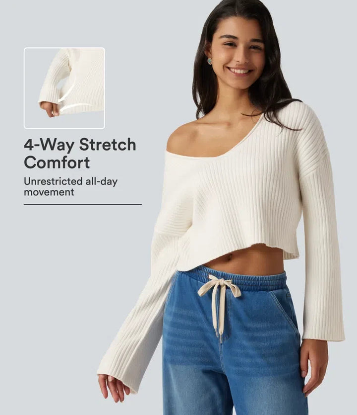 V-Neck Long Sleeve Casual Jumper